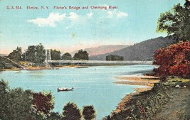 Elmira New York ~ FITCHIE&#39;S Bridge &amp; Chemung River ~1911 Aristopho Publ Postc... - £7.87 GBP