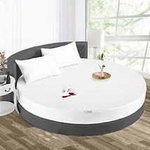 84&quot; Diameter Waterproof Mattress Protector Pad Cover Round Bed Fitted, Free - £61.33 GBP