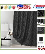 Modern Farmhouse Shower Curtain 72x70 – Blackout, Chevron, and Tassel Style - $738.34 MXN