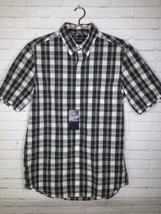 Chaps Mens Size S Lead Table White Black Plaid Short Sleeve Button Front... - £12.18 GBP