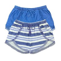 DKNY Girls Shorts Pack of 2 Drawstring Beautiful Crochet Lace,Chambray/M... - £15.94 GBP