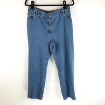 Woman Within Jeans Tapered Leg Elastic Back High Waist Medium Wash 12WP - £11.58 GBP