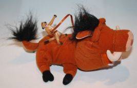 Disney The Lion King Pumbaa w Timon Riding 8&quot; Plush Beanbag Soft Toy Has... - $275.95 MXN