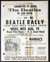 Committee to Bring the Beatles to San Diego Beatle Rally Poster 1964 - £47.95 GBP