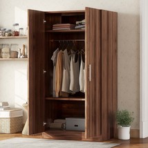 2-Door Wooden Armoire with Shelves - Brown - $328.99