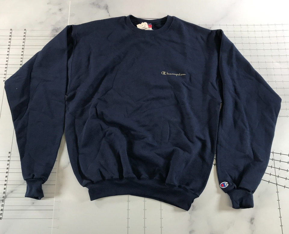 Vintage Champion Crewneck Sweatshirt Mens Medium Navy Blue Cotton Blend - $44.54