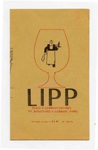 Brasserie Lipp Menu Boulevard St Germain Paris France 1960&#39;s - £60.74 GBP