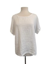 Terzo Millennio Size L Italian Linen Tunic Top White Crochet Minimalist ... - $354.32 MXN