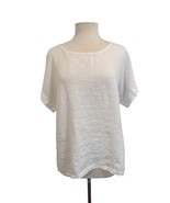 Terzo Millennio Size L Italian Linen Tunic Top White Crochet Minimalist ... - €16,35 EUR