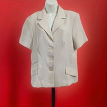 Sweet Suit Knotch Collar Short Sleeve Blazer Top Blouse Vanilla 4 Button... - $9.90