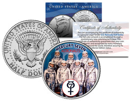 MERCURY SEVEN ASTRONAUTS Colorized JFK Half Dollar U.S. Coin NASA Origin... - $12.16