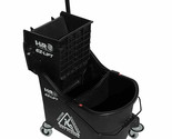 Commercial 26 Qt Mop Bucket Black Dual Chamber Metal Casters Wringer Sep... - $120.48 CAD