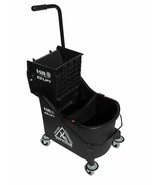 Commercial 26 Qt Mop Bucket Black Dual Chamber Metal Casters Wringer Sep... - $1,651.69 MXN