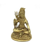 Brass Hindu God Lord Shiva Siva Holding Trishul Statue 4&quot; -Handcrafted - $108.66 CAD