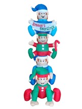 8 Foot Tall Christmas Inflatable Stacked Elves Elf Blowup Lights Yard Decoration - £75.93 GBP