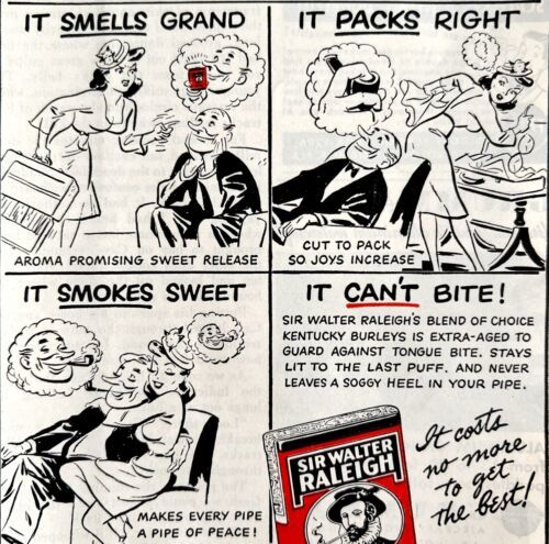 Primary image for Sir Walter Raleigh Pipe Tobacco 1952 Advertisement Smoking Uncle Walter DWEE9