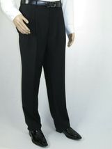 Men Apollo King Banded Collarless suit Mandarin 5 Button Wide leg M5-1 Black image 8