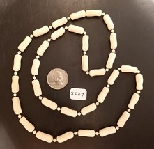 Vintage Faux Bone Plastic Bead Necklace 25 inches No Clasp - $14.99