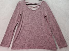 Charlotte Russe Blouse Top Women Size Medium Pink Rayon Long Sleeve Round Neck - £10.40 GBP