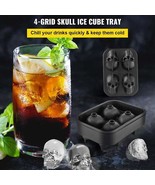 4-Grid Skull Ice Cube Tray, Silicone 3D Ice Mold for Whiskey, Cocktails,... - $931.14 MXN