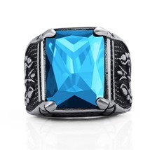 OBSEDE Vintage CZ Stone Men Rings Punk Style 316L Stainless Steel Ring for Men J - £8.15 GBP