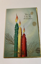 Greeting Card Christmas Embossed Hall Brothers Inc.  USA Vintage  1950s - £5.12 GBP
