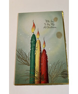 Greeting Card Christmas Embossed Hall Brothers Inc.  USA Vintage  1950s - £5.05 GBP