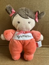 Fisher Price My first Doll Plush Soft Doll Brown Pigtails Pink Bows Love... - $14.80