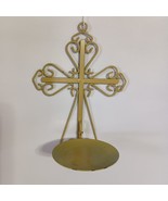 Metal Wall Cross Shaped Hanging Pillar Candle Holder Fold Up Design - $286.39 MXN