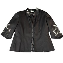 Harve Benard Jacket Womens 6 Black Vintage Embroidered Cutout Floral Ope... - $34.99