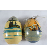 Hand Painted Russian Ukraine Wood Eggs Table top + ornament Churches? - €7,21 EUR