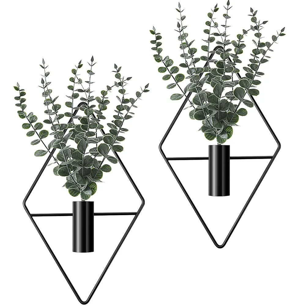 Hanging Planters with Artificial Eucalyptus Metal Hanging Vase  - $24.00