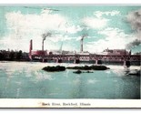 Rock River Bridge Rockford Illinois IL DB Postcard Y2 - £3.07 GBP