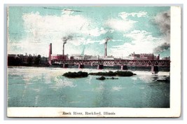 Rock River Bridge Rockford Illinois IL DB Postcard Y2 - £3.06 GBP
