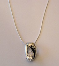 Zirconia Pendant,  925 Silver Chain 18&quot; Evening Jewelry - £9.38 GBP