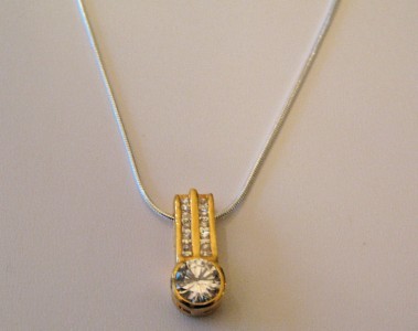 Primary image for Zirconia Pendant,  925 Silver Chain 18" Costume Jewelry