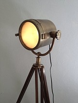 NauticalMart Brown Antique Rustic Nautical Searchlight With Tripod Floor Lamp - $169.00