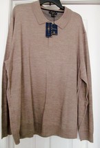 Club Room Pullover Sweater Marino Wool Blend Button TAN/BEIGE Men&#39;s Xxl Nwt $75 - £26.91 GBP