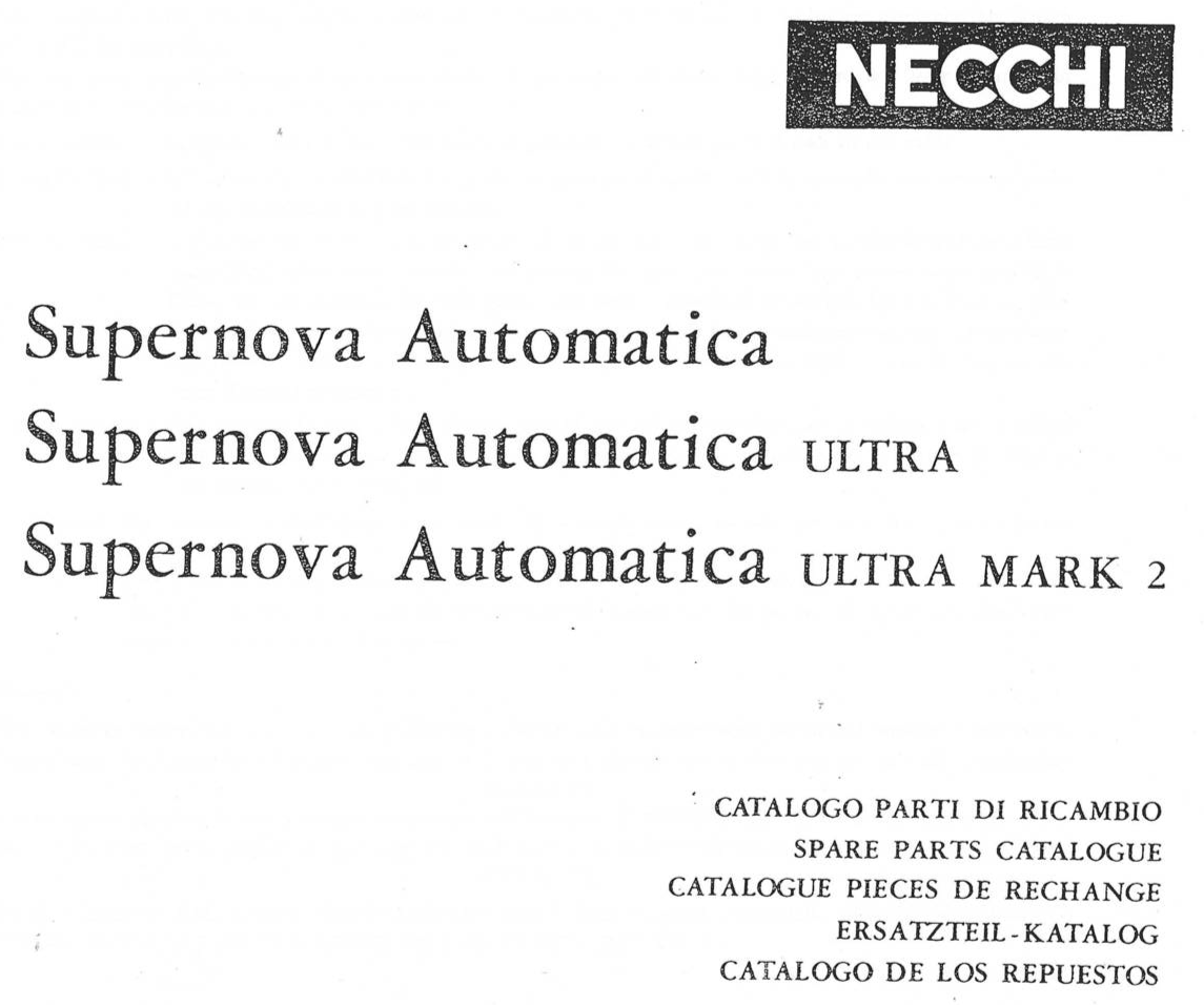 Necchi Supernova Automatica, Ultra, Ultra Mark 2 spare parts catalog diagrams - $12.99