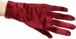 Bridal Prom Costume Adult Satin Gloves Burgundy Solid Wrist Length Party... - £8.44 GBP