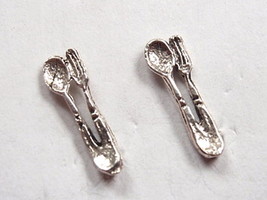 Fork and Spoon 925 Sterling Silver Stud Earrings culinary restaurant wai... - $4.49