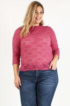 Plus Size Sheer Lace Fitted Top - $22.55