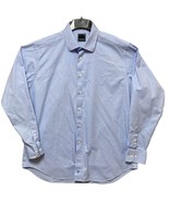 David Donahue Shirt Mens 17.5 34/35 Blue Solid Dress Button Up Long Sleeve - $17.81