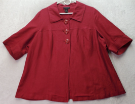 Lane Bryant Blazer Jacket Women Sz 18 Red Linen Short Sleeve Collar Button Front - £16.94 GBP