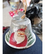 Set of 2 Christmas Pendant Bell Iron santa Art Painted Bell ornaments New - £8.53 GBP