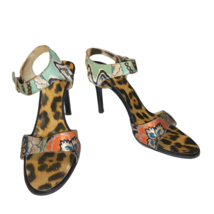 ROBERTO CAVALLI Multicolor Flower Bird Print Black High Heel Sandals Sho... - £140.77 GBP