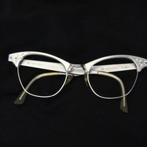 Silver Art Craft Cat&#39;s Eye Glasses Ladies Frames Orig Case Vtg - £38.55 GBP