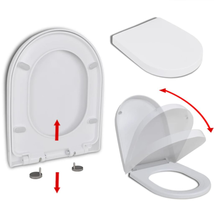Soft-Close Toilet Seat with Quick-Release Design White Square Bathroom S... - $33.38+
