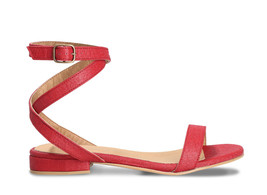 Vegan sandals ankle strap buckle flat backless cushioned sole on organic... - £97.49 GBP