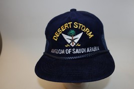 Vintage Desert Storm Kingdom Saudi Arabia Black Corduroy &amp; Mesh Snapback... - $14.84